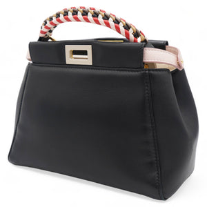 Mini Peekaboo Nappa Leather with braided Handle Black