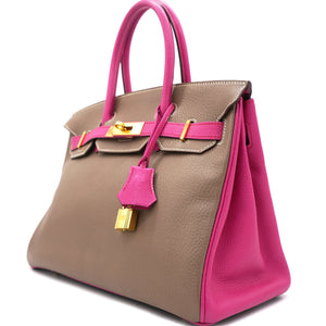 Birkin 30 Goatskin Special Order Etoupe/Rose Purple