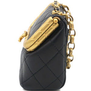 Kiss lock Clasp Bag Lambskin Black