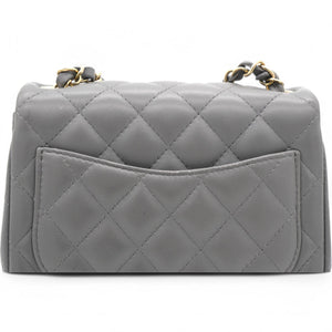 Quilted Dark Grey Lambskin Square Mini Classic Flap