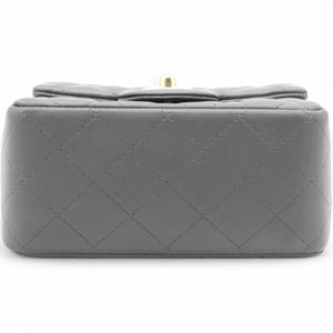 Quilted Dark Grey Lambskin Square Mini Classic Flap