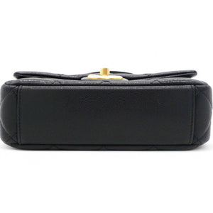 Caviar Quilted Mini Twist Your Buttons Flap Black
