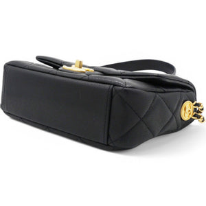 Caviar Quilted Mini Twist Your Buttons Flap Black