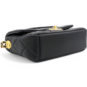 Caviar Quilted Mini Twist Your Buttons Flap Black