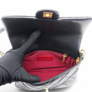 Caviar Quilted Mini Twist Your Buttons Flap Black