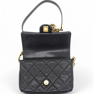 Caviar Quilted Mini Twist Your Buttons Flap Black