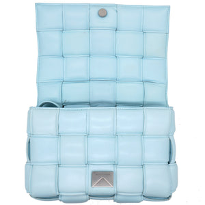 Blue Padded Leather Cassette Crossbody Bag