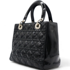 Patent Cannage Medium Lady Dior Black