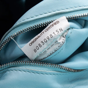 Blue Padded Leather Cassette Crossbody Bag