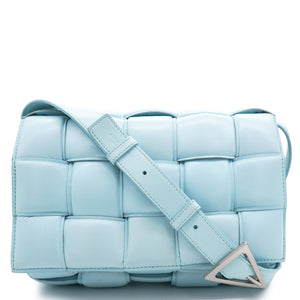 Blue Padded Leather Cassette Crossbody Bag