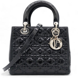 Patent Cannage Medium Lady Dior Black