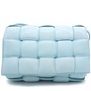 Blue Padded Leather Cassette Crossbody Bag