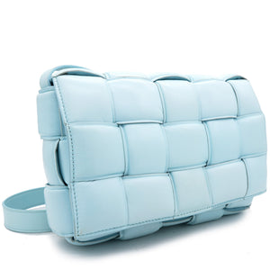 Blue Padded Leather Cassette Crossbody Bag