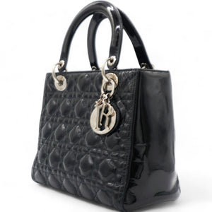 Patent Cannage Medium Lady Dior Black