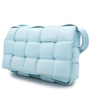 Blue Padded Leather Cassette Crossbody Bag