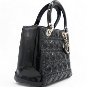 Patent Cannage Medium Lady Dior Black