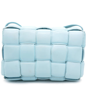 Blue Padded Leather Cassette Crossbody Bag