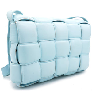 Blue Padded Leather Cassette Crossbody Bag