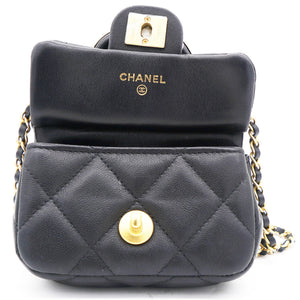 Black Lambskin Leather Flap with Handle Card Holder