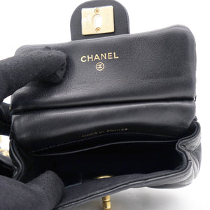 Black Lambskin Leather Flap with Handle Card Holder