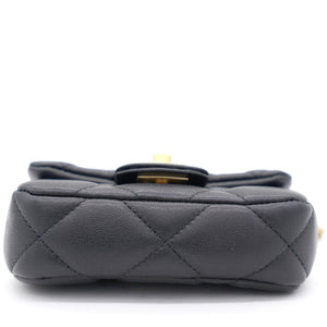Black Lambskin Leather Flap with Handle Card Holder
