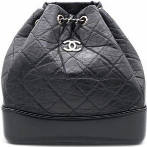 Aged Quilted Gabrielle Backpack Black