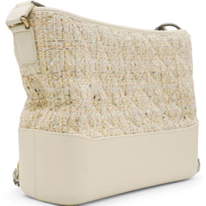 Tweed Calfskin Quilted Medium Gabrielle Hobo White