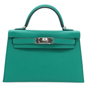 Green Epsom Leather Gold Hardware Mini II Kelly Bag