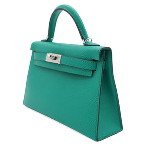 Green Epsom Leather Gold Hardware Mini II Kelly Bag