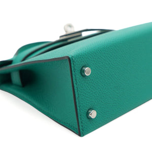 Green Epsom Leather Gold Hardware Mini II Kelly Bag
