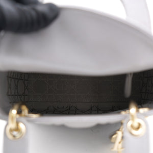 Pearl Grey Cannage Leather Mini Lady Dior Tote