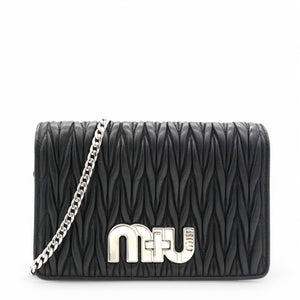 Tessuto Matelasse Delice Miu Logo Bag Black