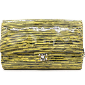 Patent Calfskin Striped Single Flap Bag