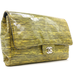 Patent Calfskin Striped Single Flap Bag