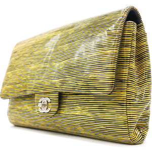 Patent Calfskin Striped Single Flap Bag