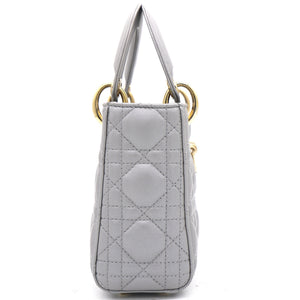 Pearl Grey Cannage Leather Mini Lady Dior Tote