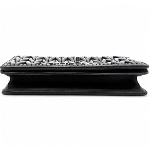 Tessuto Matelasse Delice Miu Logo Bag Black