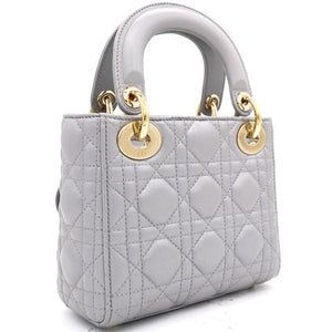 Pearl Grey Cannage Leather Mini Lady Dior Tote