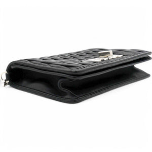 Tessuto Matelasse Delice Miu Logo Bag Black