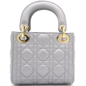 Pearl Grey Cannage Leather Mini Lady Dior Tote