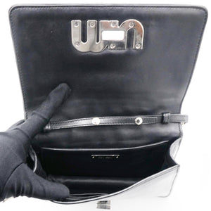 Tessuto Matelasse Delice Miu Logo Bag Black