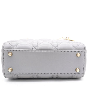 Pearl Grey Cannage Leather Mini Lady Dior Tote