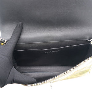 Patent Calfskin Striped Single Flap Bag