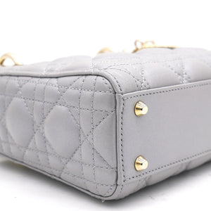 Pearl Grey Cannage Leather Mini Lady Dior Tote