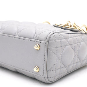 Pearl Grey Cannage Leather Mini Lady Dior Tote