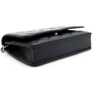 Caviar Quilted Wallet On Chain WOC Black NFC