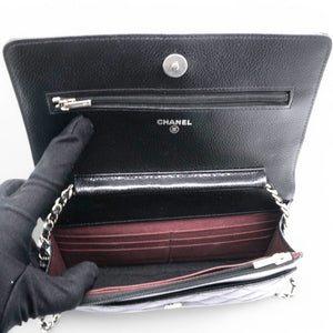 Caviar Quilted Wallet On Chain WOC Black NFC