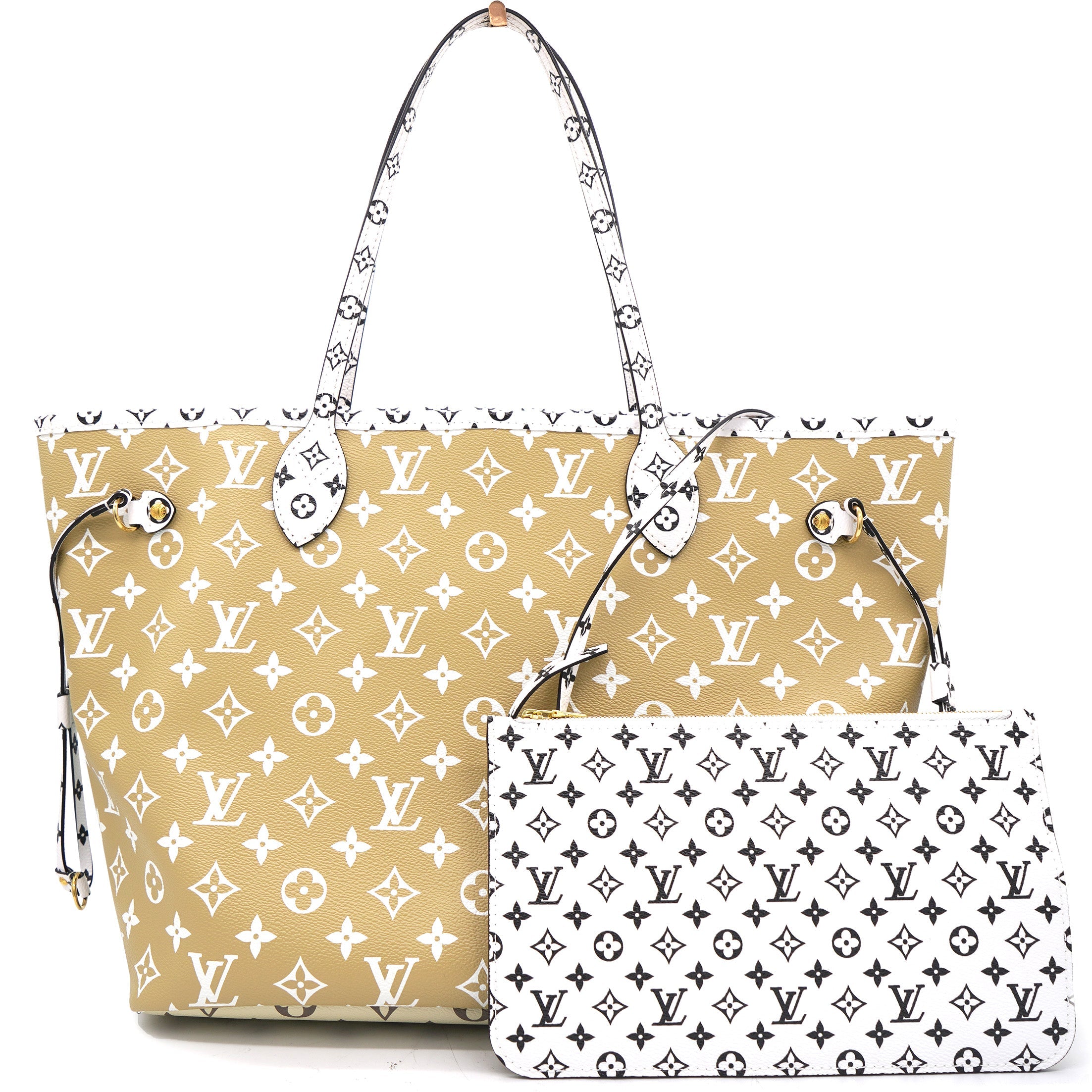 Khaki Giant Monogram Canvas Neverfull MM Bag