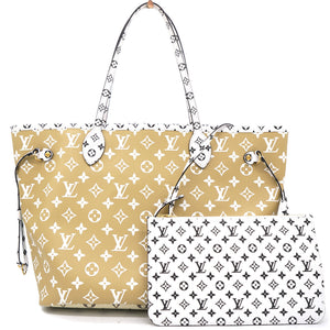 Khaki Giant Monogram Canvas Neverfull MM Bag