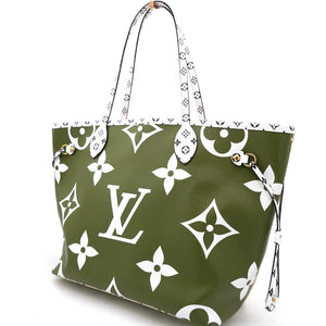 Khaki Giant Monogram Canvas Neverfull MM Bag
